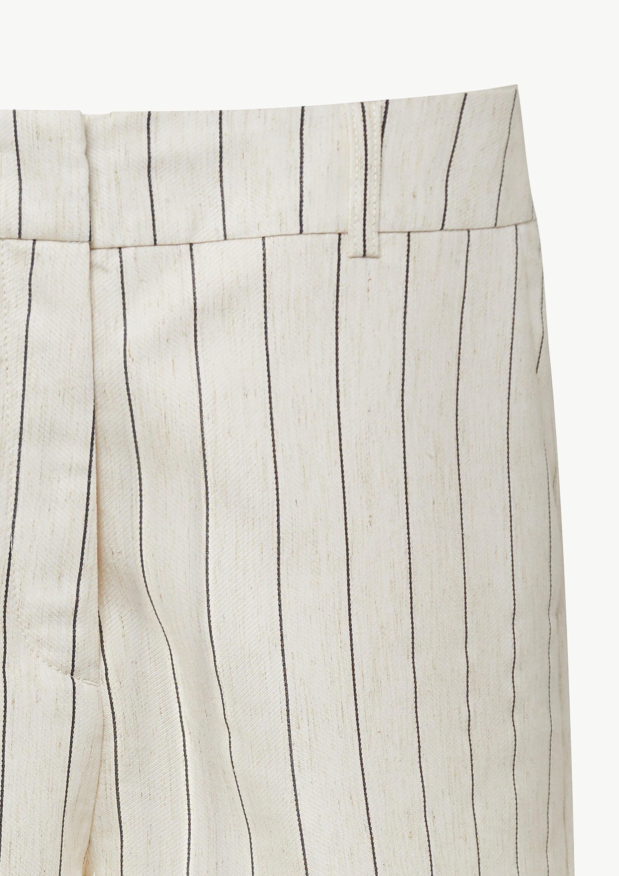 comma Shorts Hose Gestreifte Shorts aus Leinenmix