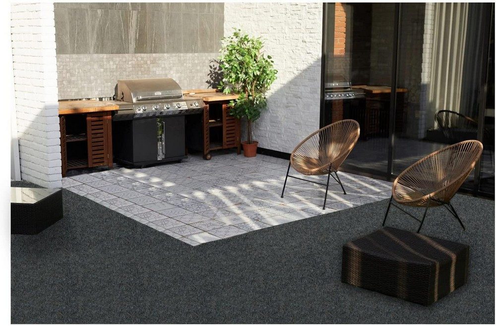 MDEKOR Kunstrasen Rasenteppich outdoor Meterware Höhe 6,5mm, 50x100cm Grau günstig online kaufen