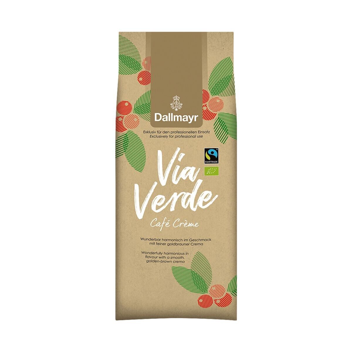 DALLMAYR Kaffee Via Verde Café Crème Bio, 1 kg, ganze Bohnen