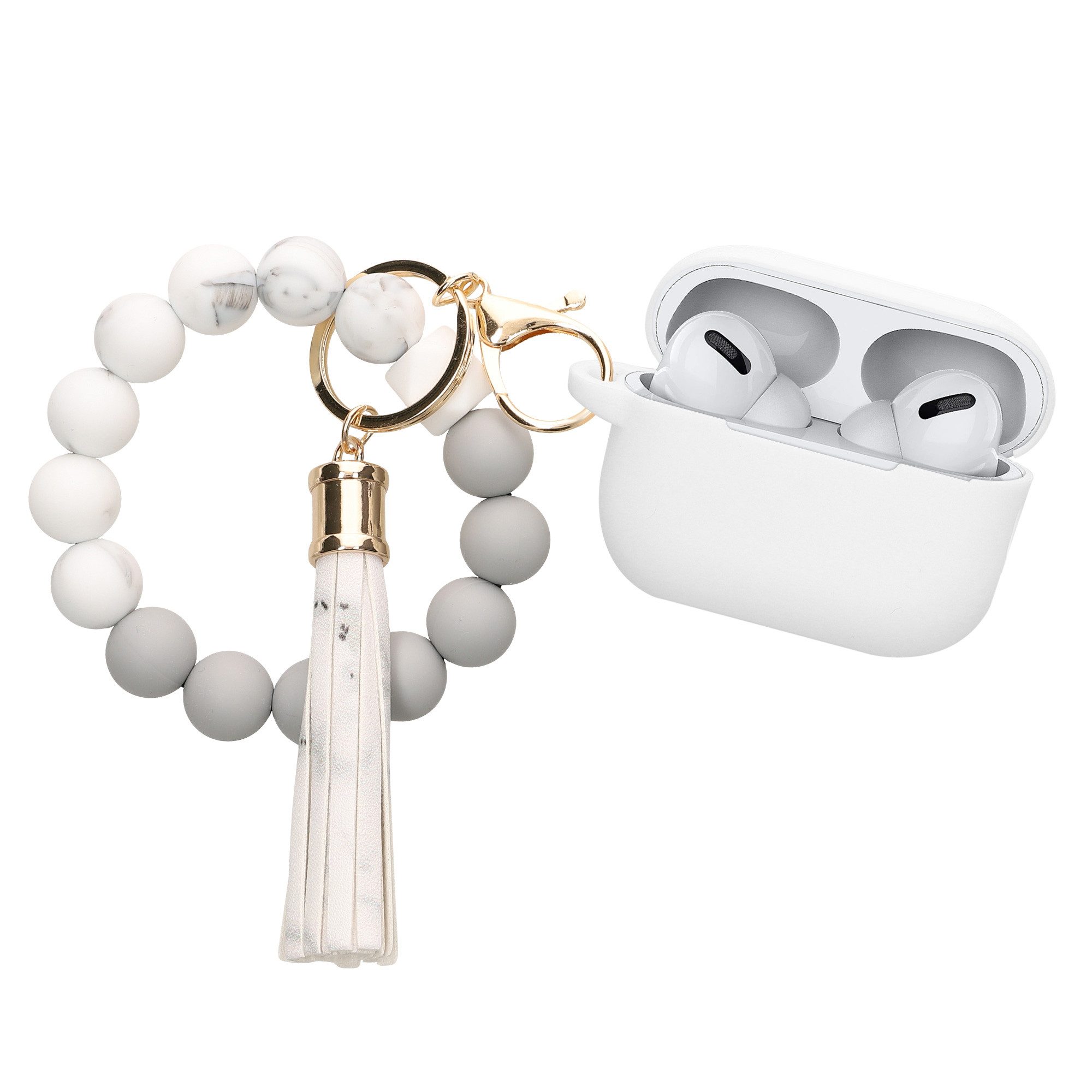 kwmobile Kopfhörer-Schutzhülle Hülle für Apple Airpods Pro 2 Case mit Schlaufe, Silikon Schutzhülle mit Schlüsselanhänger - Kopfhörer Cover
