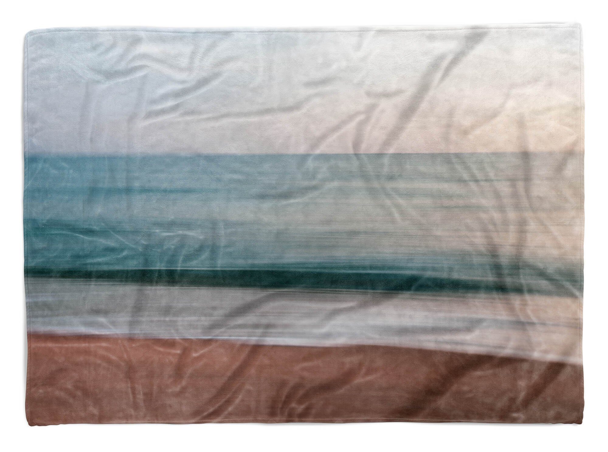 Saunatuch Baumwolle-Polyester-Mix mit Kuscheldecke Kunstvoll, Handtuch Art Strandhandtuch (1-St), Handtuch Handtücher Sinus Abstrakt Fotomotiv Horizont