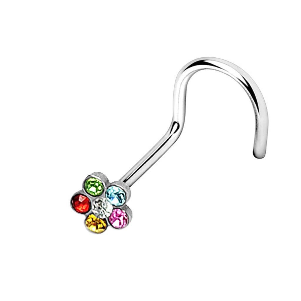 viva-adorno Nasenpiercing gebogen 0,8mm Nasenstecker Zirkonia günstig online kaufen