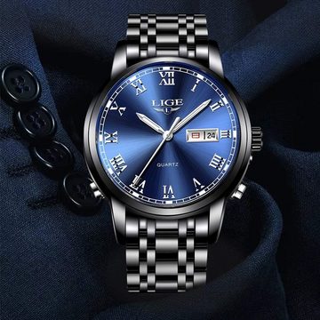 Lige LG9846 Watch (1.57 Zoll), Herren-Sportuhr: Wasserdicht, Quarz, Edelstahl-Armband – Stilvoll