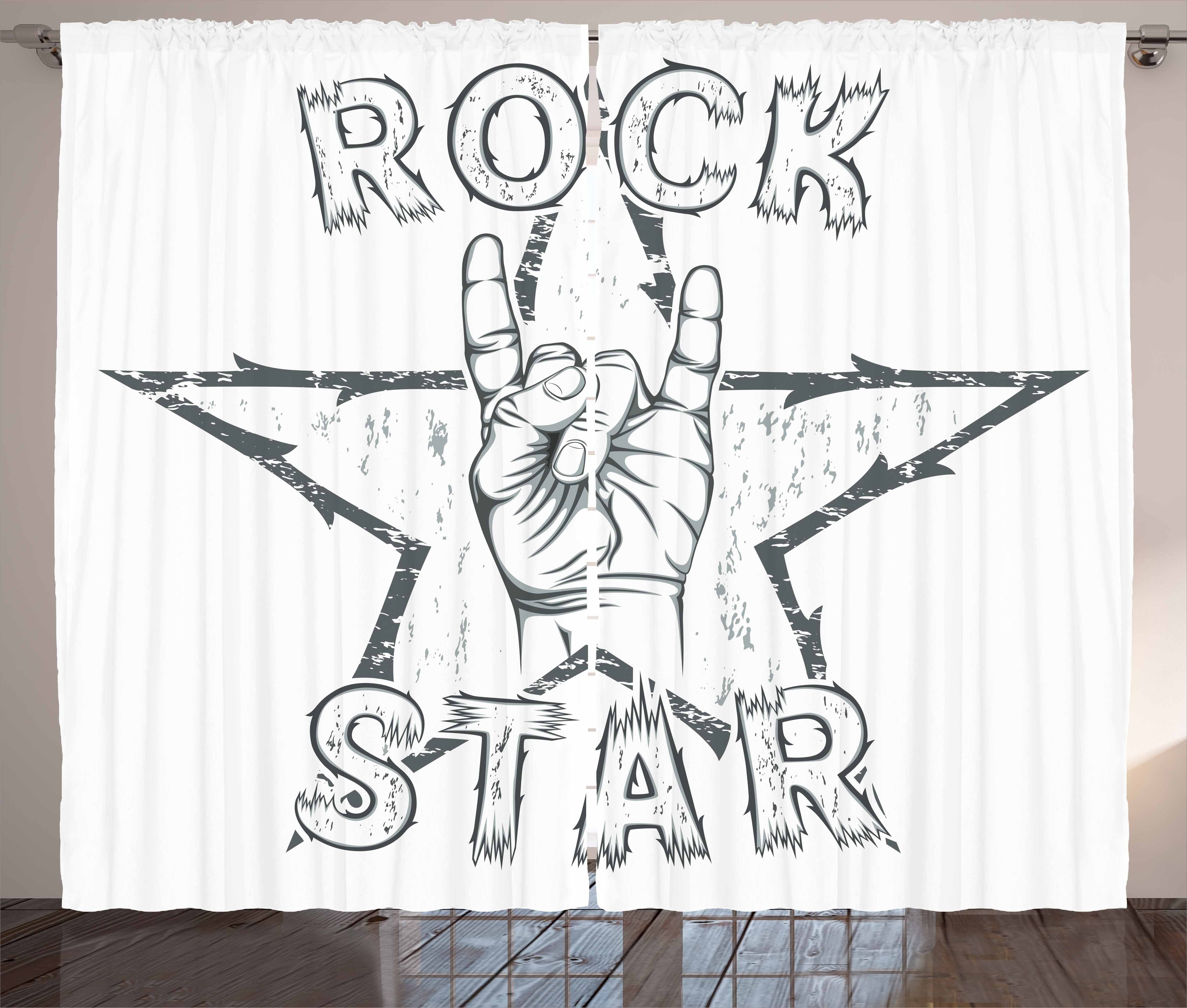 Gardine Schlafzimmer Kräuselband Vorhang mit Schlaufen und Haken, Abakuhaus, Popstar-Party Rock Star Gesture