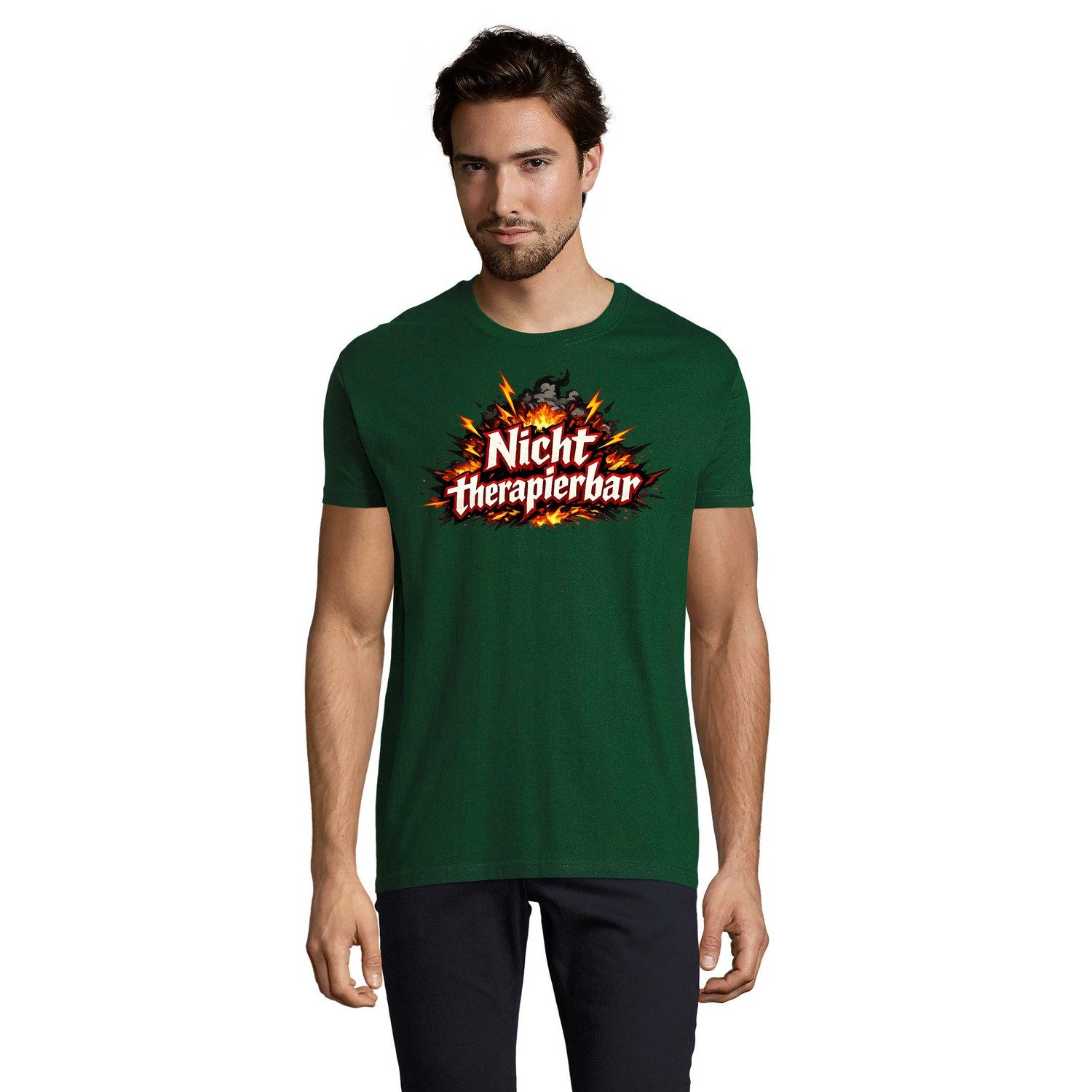 Blondie & Brownie T-Shirt Nicht therapierbar Herren T-Shirt Koch Print Küchenfan Humor Geschenk (Einzelstück, Einzelartikel) NichtTherapierbar Küchen Spruchmotiv