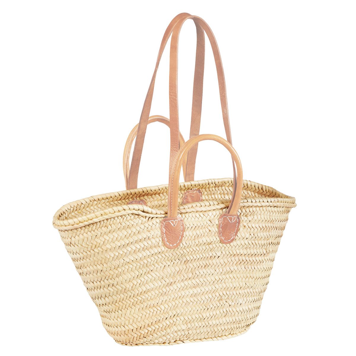 Korbtasche Cesta Natur - Strandtasche Korbtasche 55cm aus Palmblatt & Leder