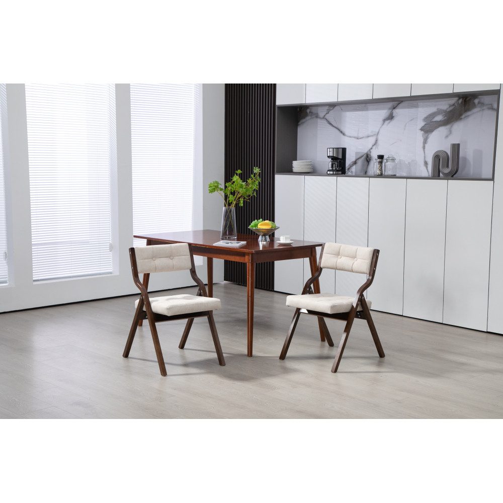 BBWL Klappstuhl mit Polster 2er Set Holz gepolsterte Faltstühle Esszimmerstuhl, klappbar Samt Sitzfläche ohne Montage für Küche Party Gäste – Bild 3 von 5
