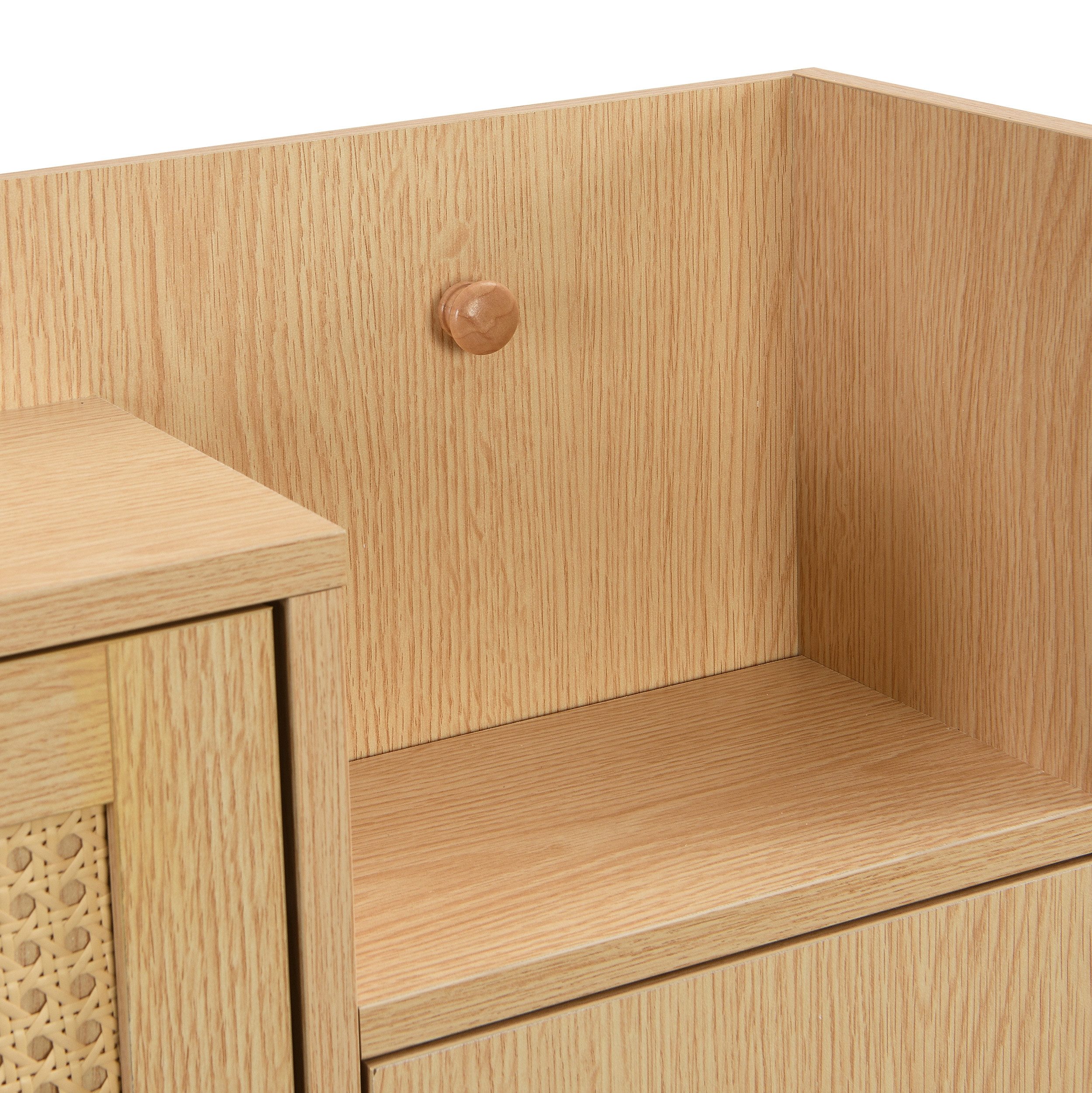 Merax Schuhschrank mit Rattandekor mit 3 Klappen, Tür und Schublade,Sideboard,Schuhkipper – Bild 5 von 5