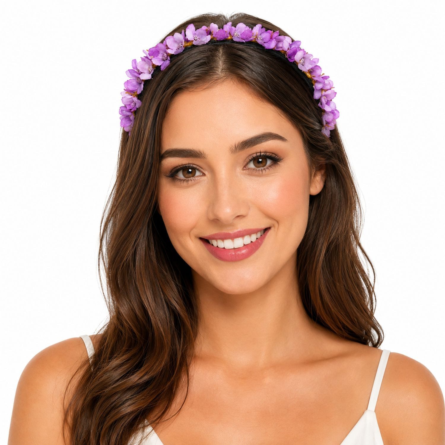 Trachtenland Haarreif Blumen Kranz "Elfe" - Schmaler Blütenkranz Haarschmuck Hochzeit