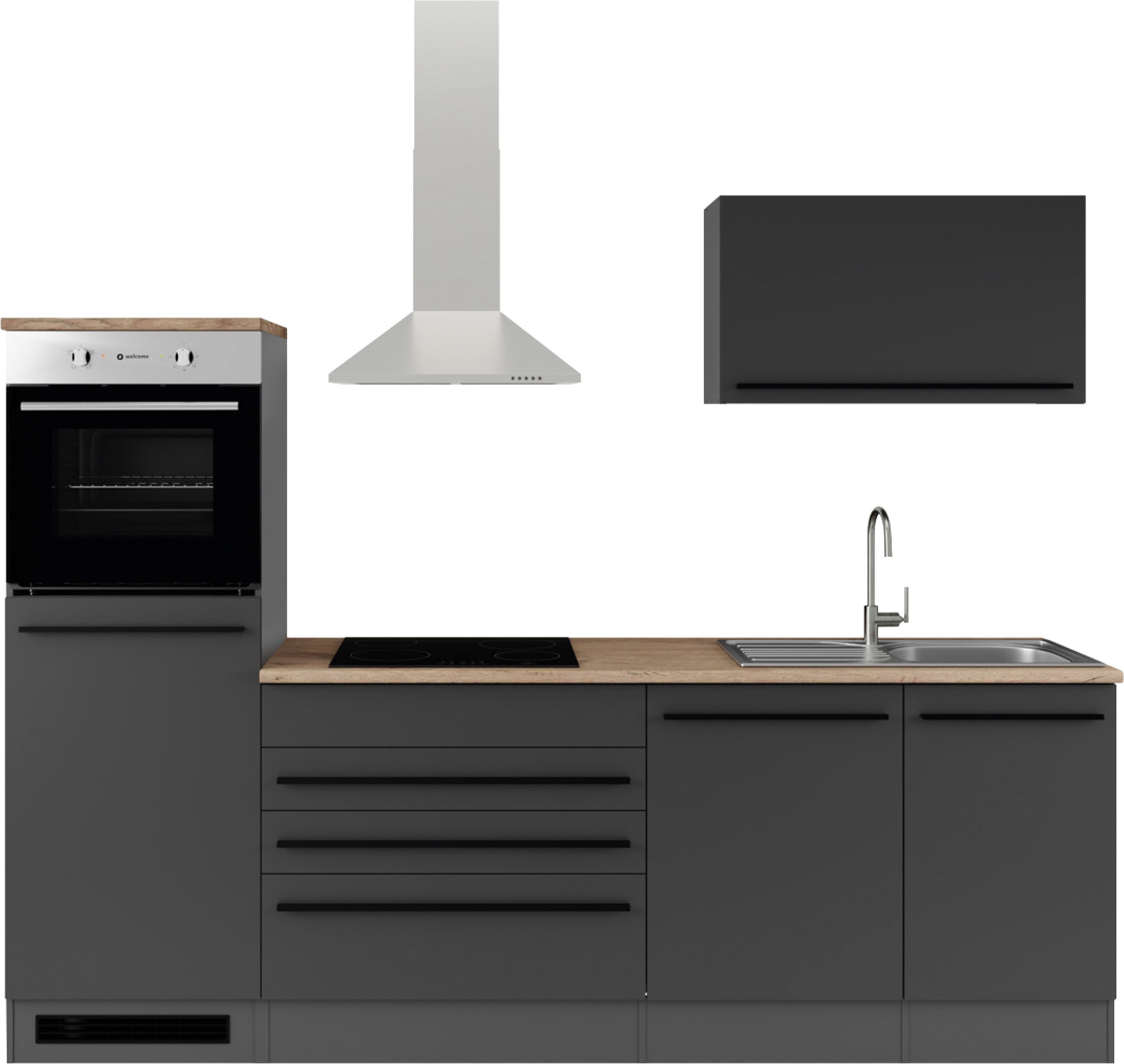 BASIC by Balculina Küchenzeile Jazz, Breite 260 cm, wahlweise mit E-Geräten