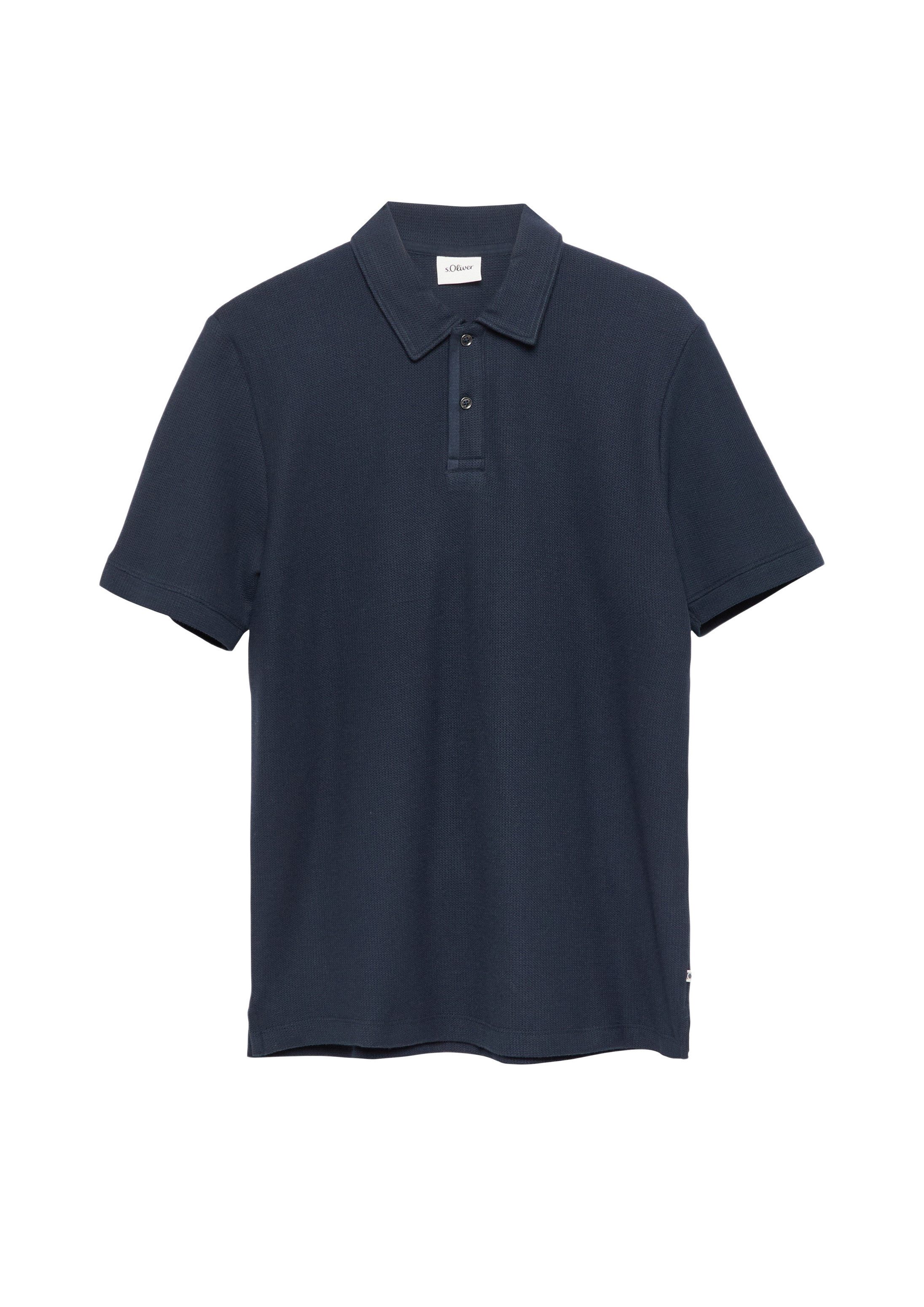 s.Oliver Kurzarmshirt Polo-Shirt Strukturiertes Poloshirt mit Seitenschlitzen