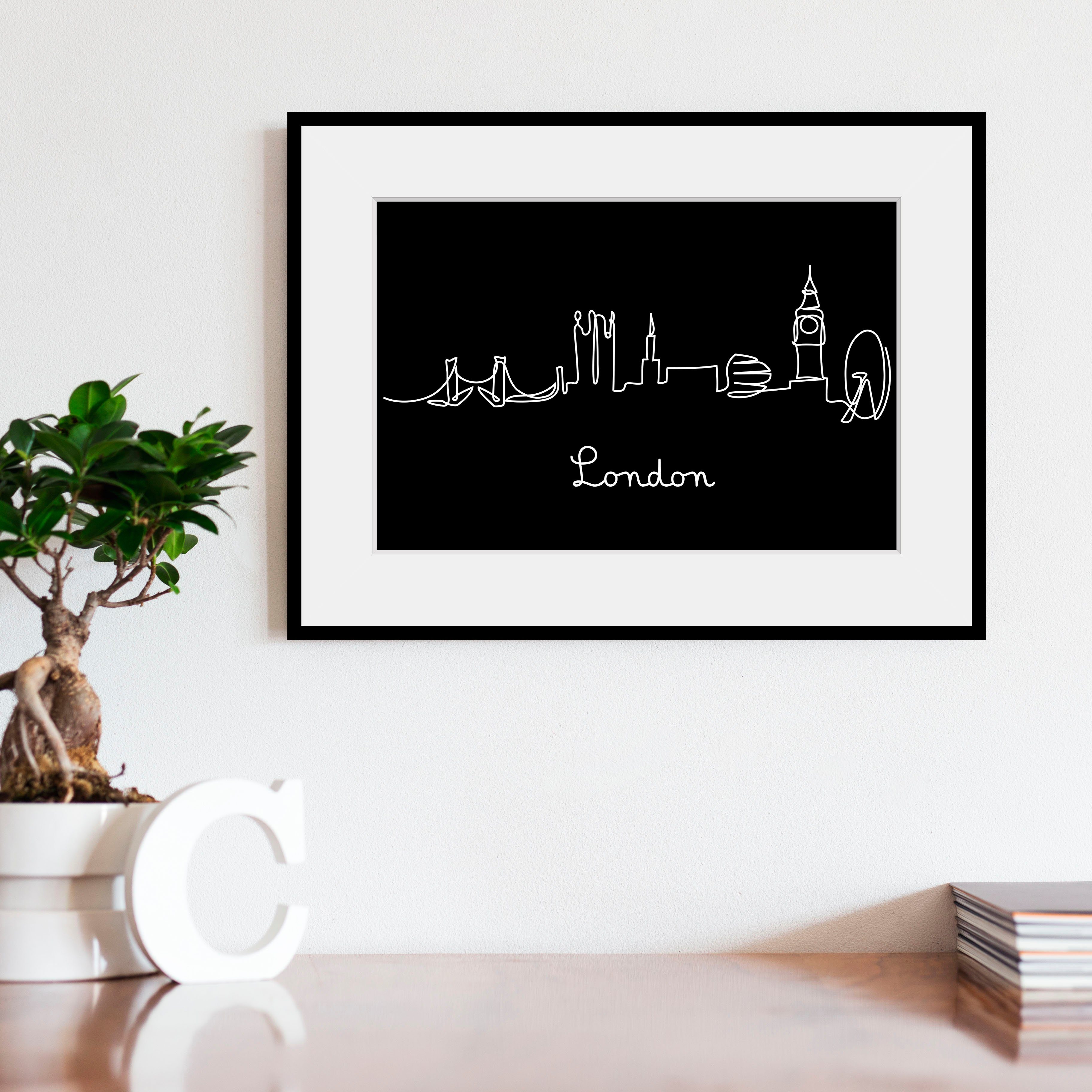queence Bild London Skyline, Kunst, London, Modern, Stadt, Städte (1 St), HD Premium Poster-Druck inkl. Holzrahmen