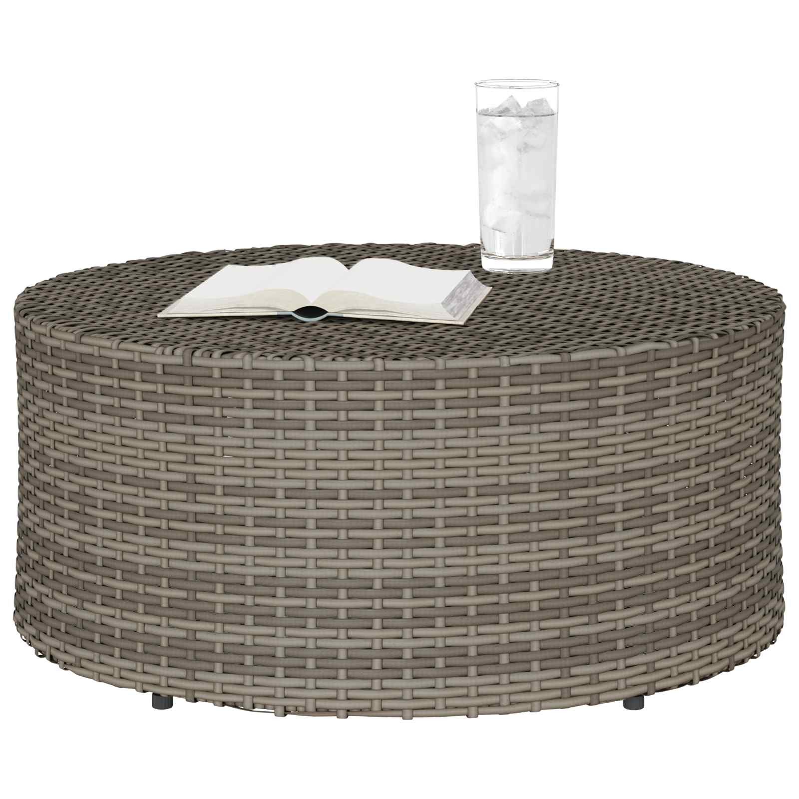 vidaXL Gartentisch Couchtisch für draußen Grau Ø 68 x 30 cm Poly-Rattan (1-St)