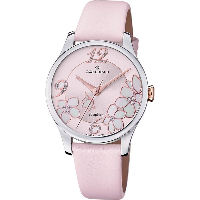 Candino Quarzuhr Candino Damen Armbanduhr Elegance (Armbanduhr) Damen Armbanduhr rund Lederarmband rosa Fashion