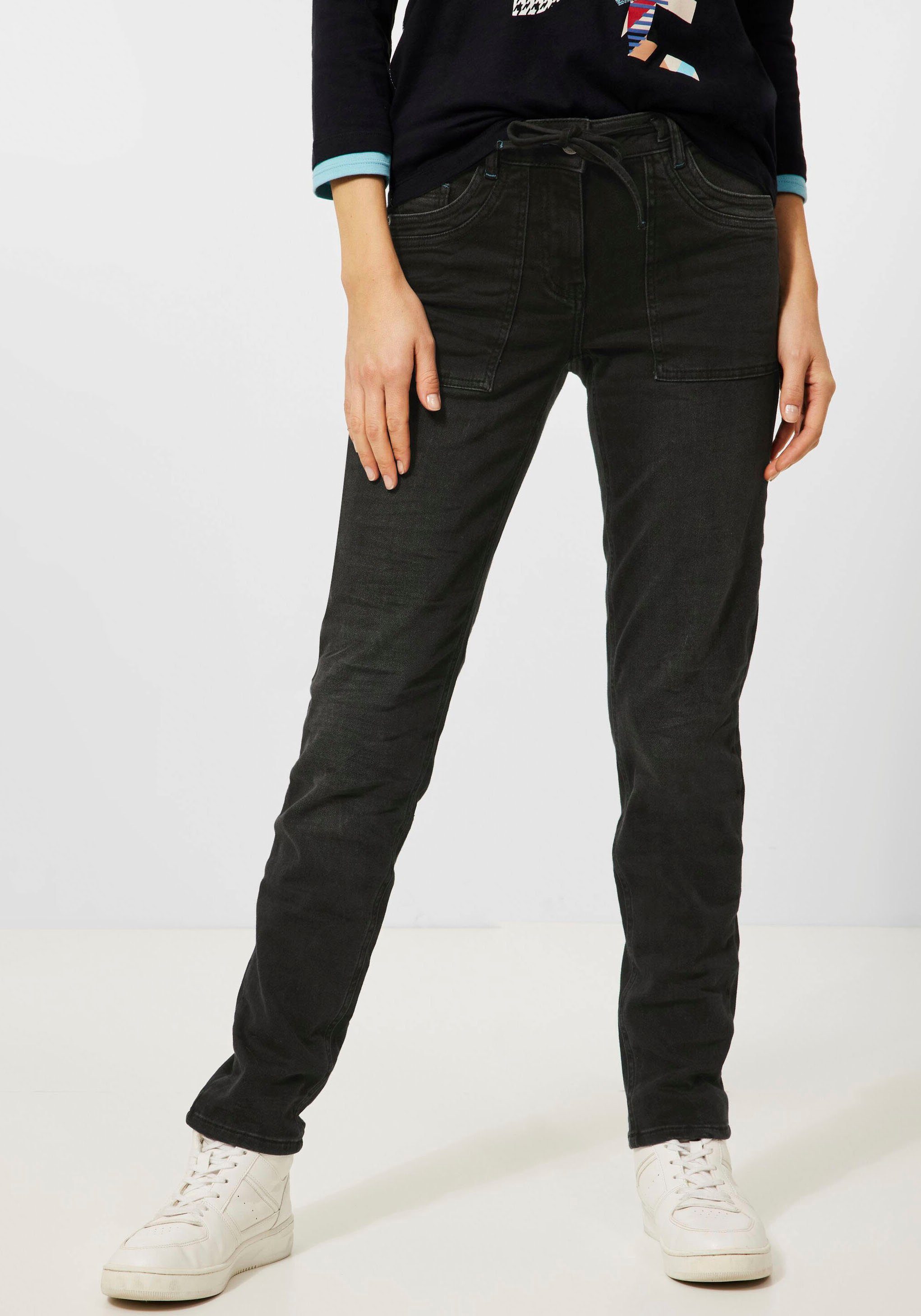 Cecil Loose-fit-Jeans Style Tracey in schwarz, Tolle Basic-Jeans