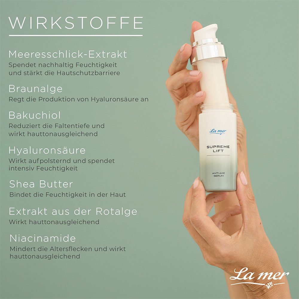 La mer Gesichtspflege Supreme Lift Anti-Age Serum – straffendes Serum ab 50 Sofort glättendes Anti-Aging Serum mit Niacinamid & Bakuchiol, verbessert den Hautton und wirkt Altersflecken entgegen