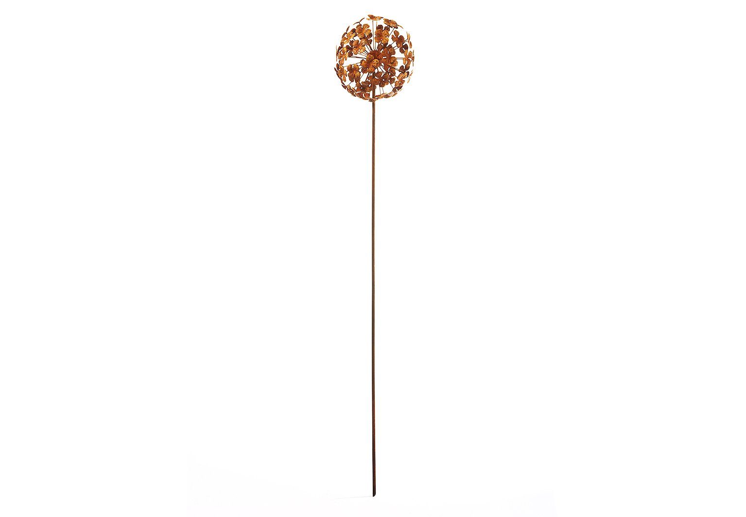 Kobolo Gartenstecker Dekostecker rusty flower ball H 110 cm (aus Metall) – Bild 4 von 5