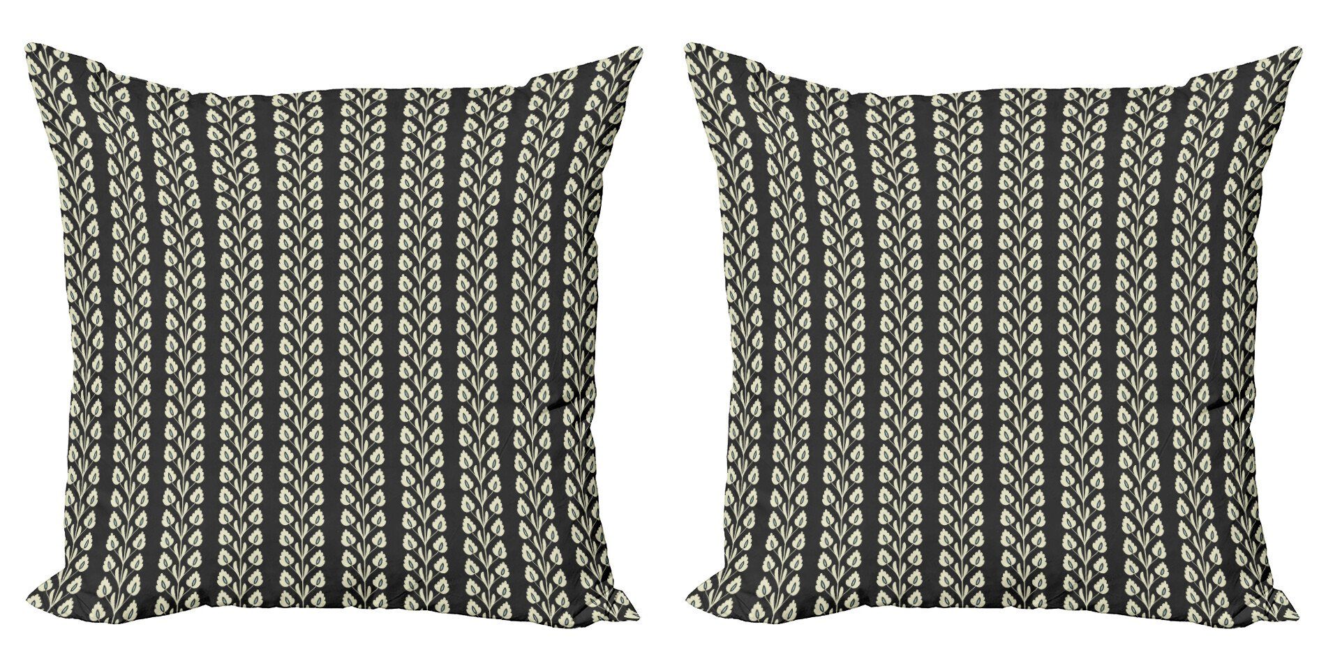 Kissenbezüge Modern Accent Doppelseitiger Digitaldruck, Abakuhaus (2 Stück), Schwarz-Weiss Vertikale Wellenförmige Blatt
