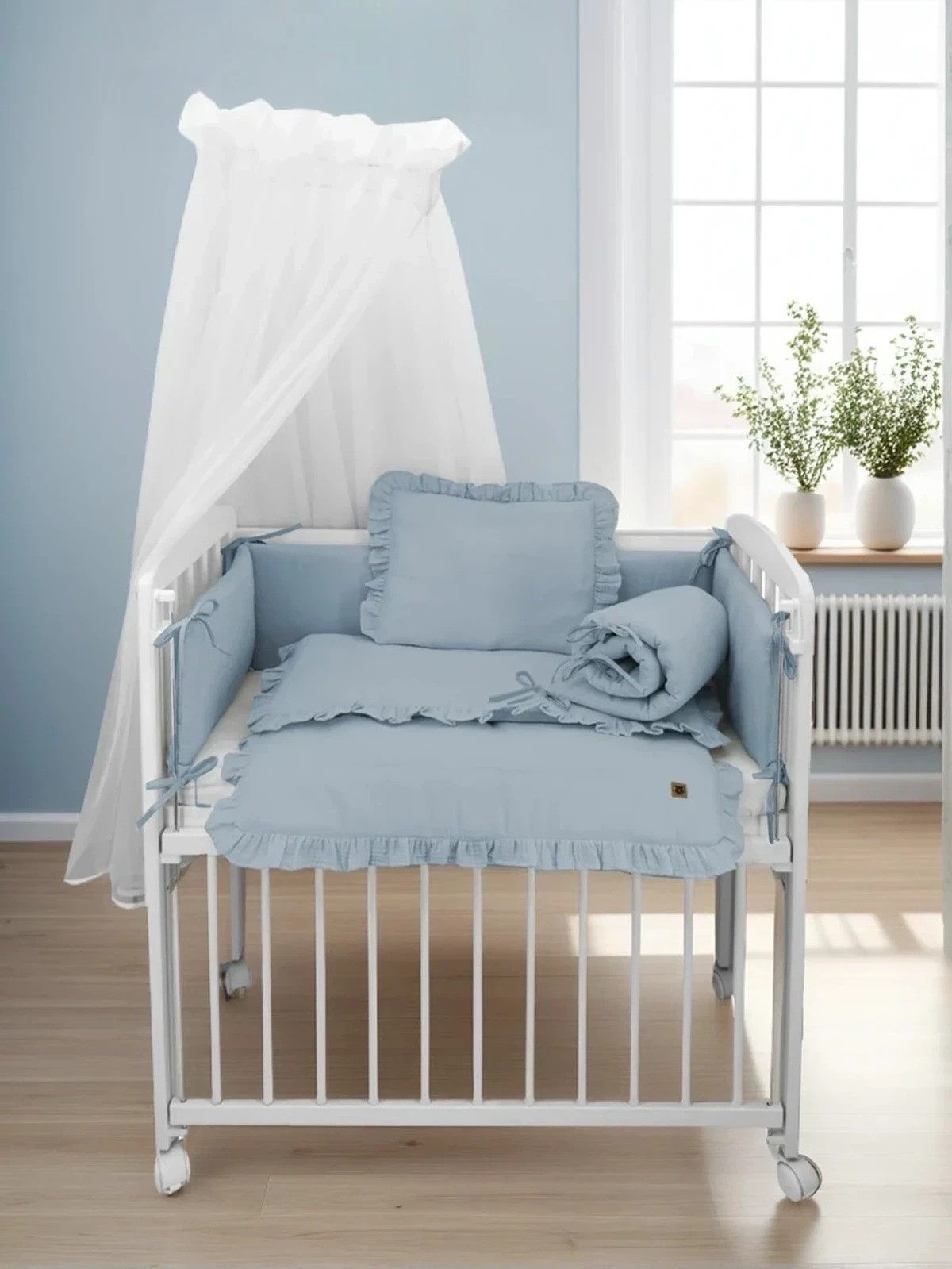 Babyhafen Beistellbett Stubenwagen Musselin Beige Ecru günstig online kaufen