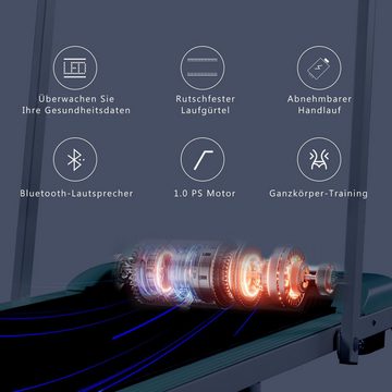 REDOM Laufband (Klappbar 1-6 km/h mit Fernbedienung), Bluetooth, LED-Display