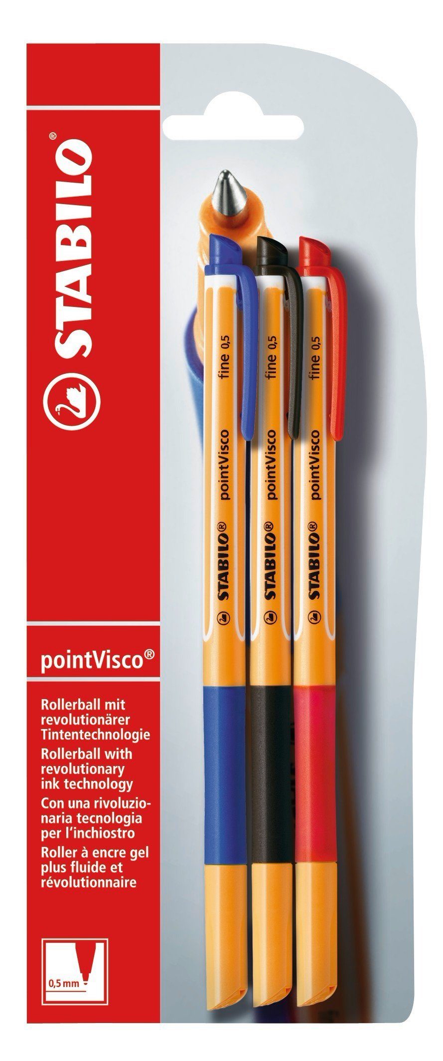 sort. Visco STABILO Tintenroller Blister 3er Rollerball Point