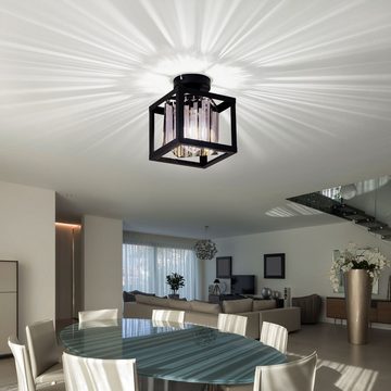 Globo Deckenleuchte, Leuchtmittel nicht inklusive, Kristall Deckenleuchte schwarz Deckenlampe E27 Wohnzimmer