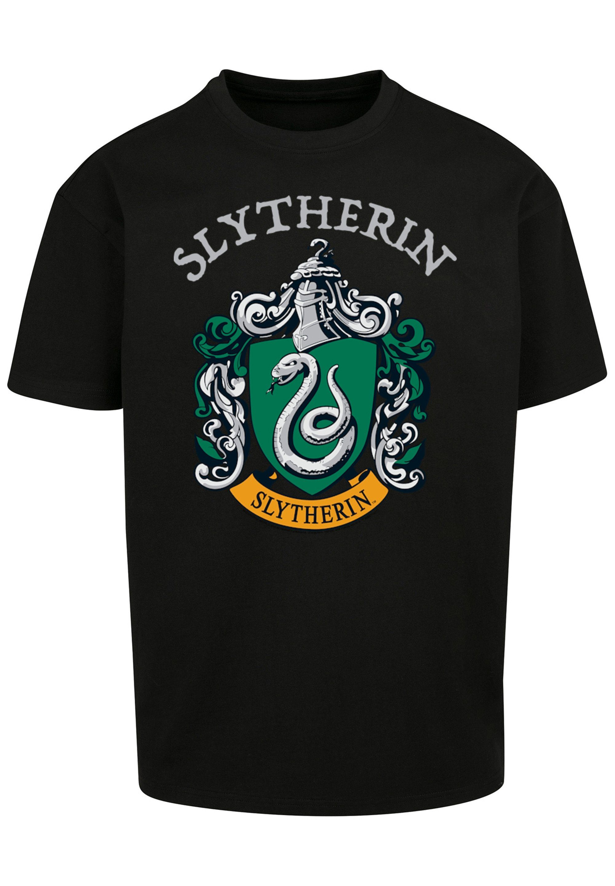 F4NT4STIC Kurzarmshirt Herren Harry Potter Slytherin Crest with Heavy Oversize Tee (1-tlg) black