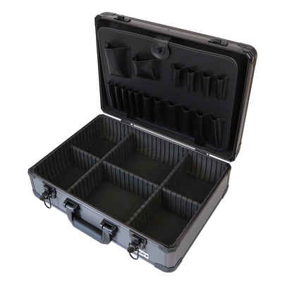HMF Werkzeugkoffer Utensilien Koffer mit verstellbarer Facheinteilung, Transportkoffer, für Werkzeug und anderen Handwerksbedarf, 46x15x33 cm, anthrazit