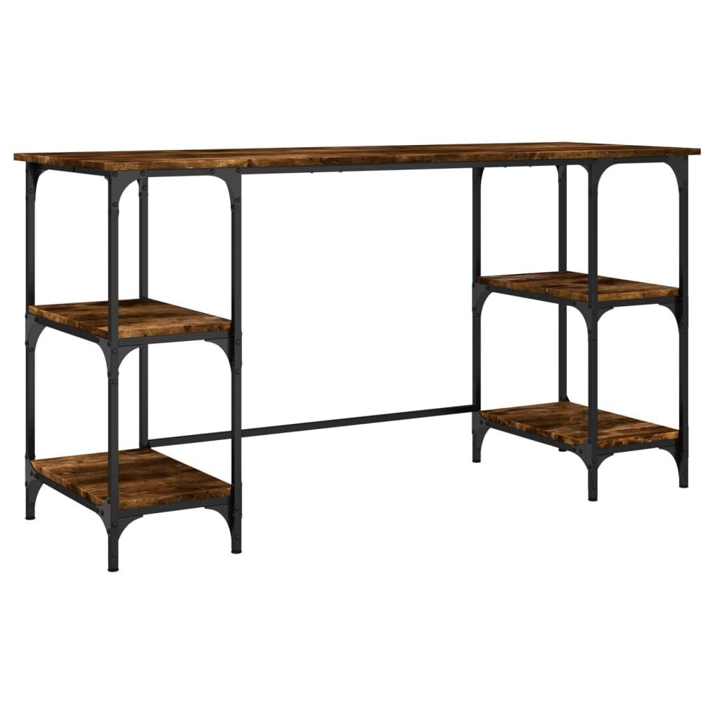 vidaXL Schreibtisch Schreibtisch Räuchereiche 140x50x75 cm Metall Holzwerkstoff