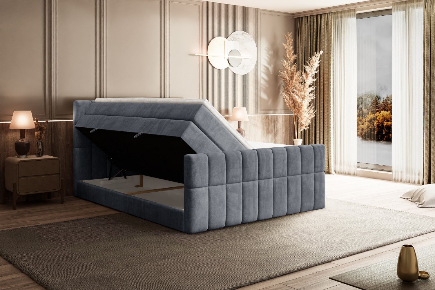 ALTDECOR Boxspringbett MIAMI-Z KING (Multipocket-Matratze H4, H3 Matratze Bonellfederung, Topper, Kopfteil), Doppelbett mit Fußteil