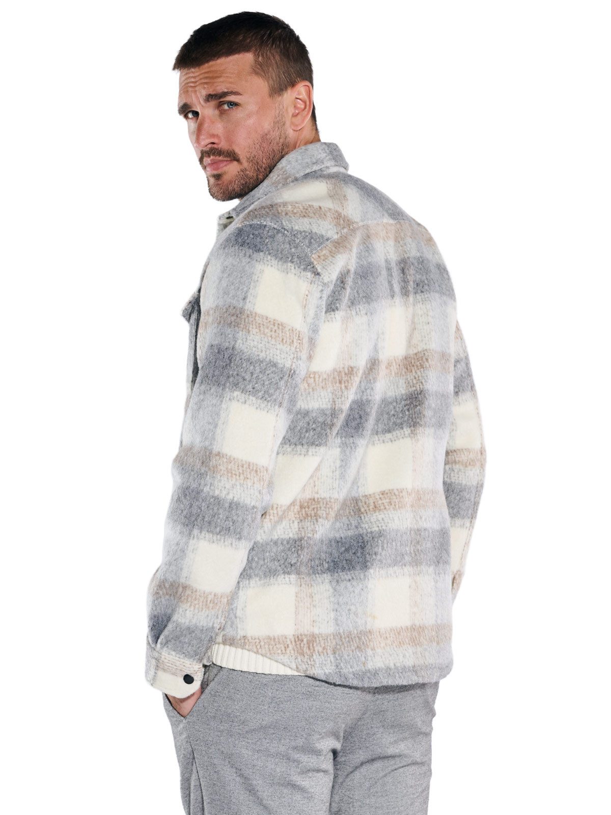 emilio adani Langarmhemd emilio adani Herren Overshirt kariert, Beige günstig online kaufen