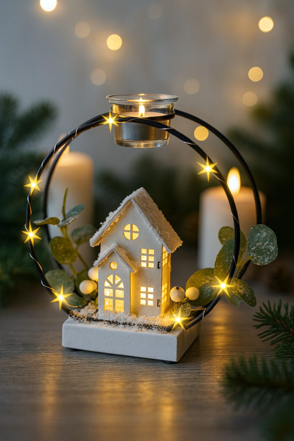 Kunstkranz Teelichthalter Deko-Kranz, I.GE.A., Höhe 20 cm, Mit LED Licht Te günstig online kaufen