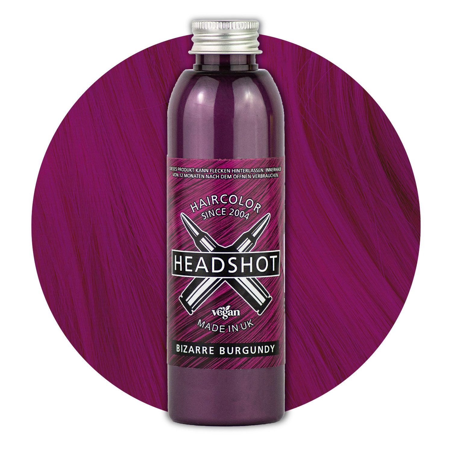 Haartönung Headshot Haartönung vegane Haarfarbe Bizarre Burgundy 150 ml, Packung, Chemikalien