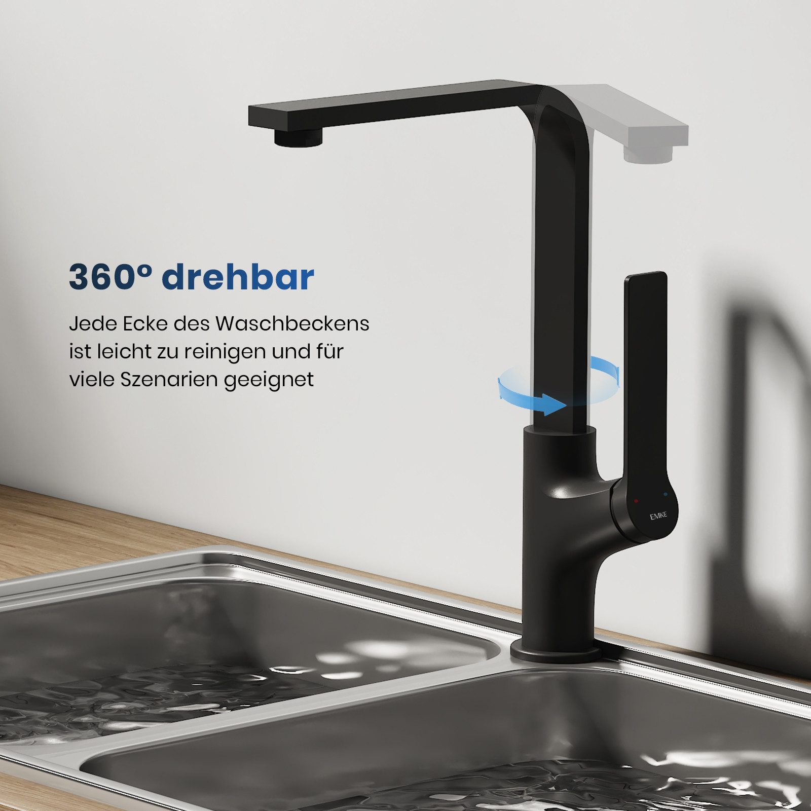 Thumbnail - EMKE Küchenarmatur Spülbecken armatur Einhebelmischer Modern Messing Bad wasserhahn ( geräuscharme keramische Kartusche,...