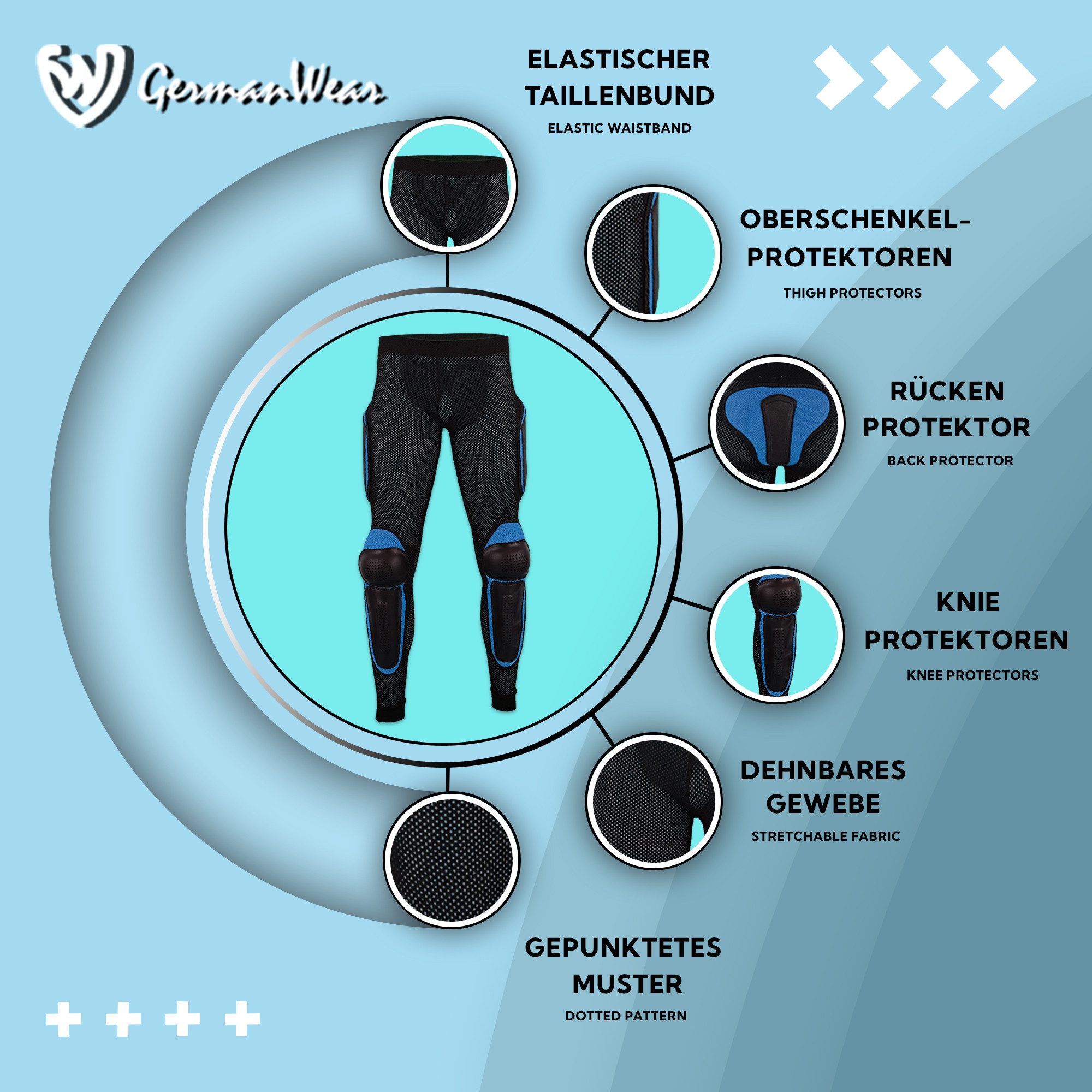 German Wear Protektorenhose GW520T, Protektorenhose Motorrad protektoren – Bild 5 von 5