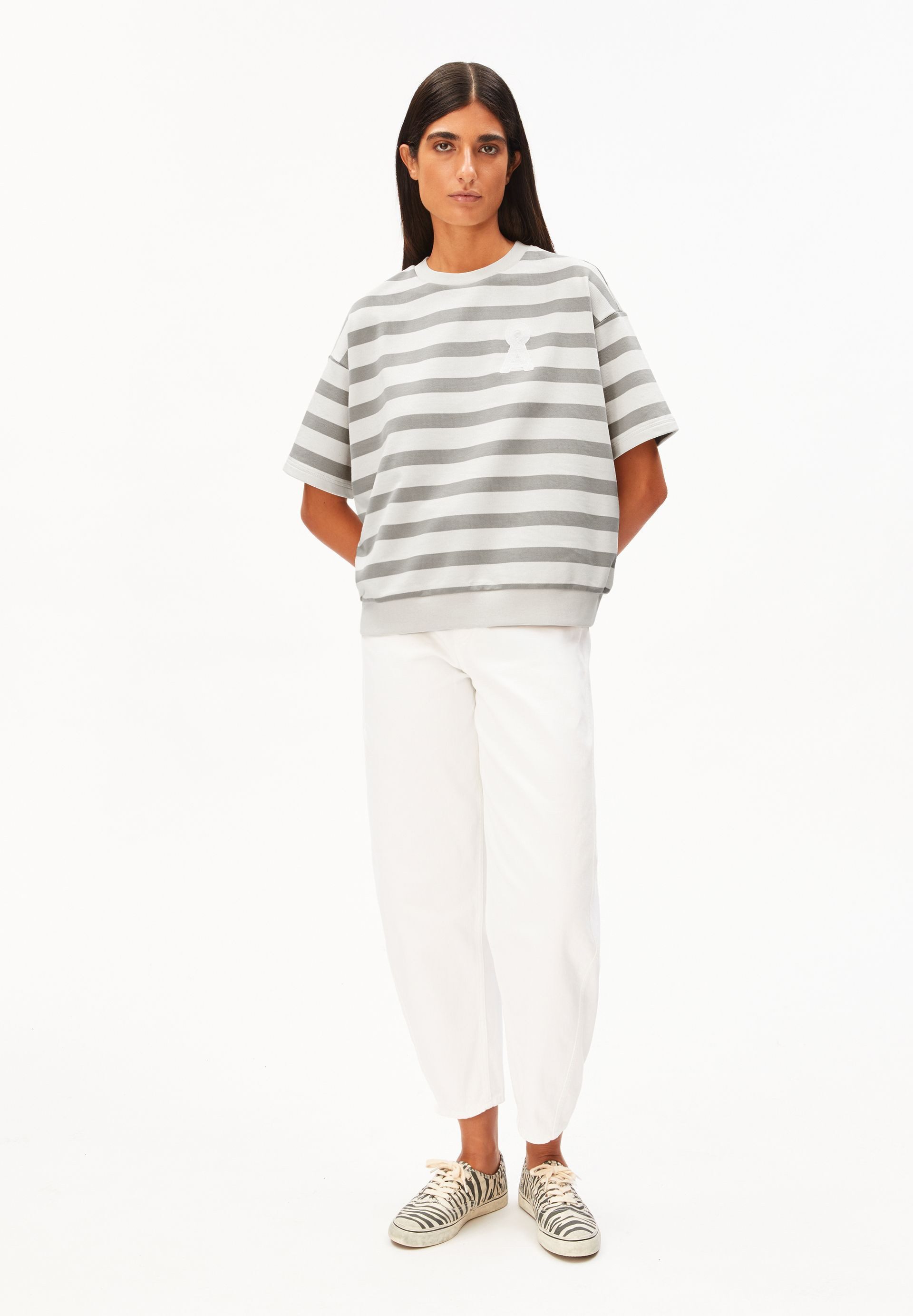 Armedangels Sweatshirt BAMIKAA STRIPE 100% Bio-Baumwolle Oversized Fit