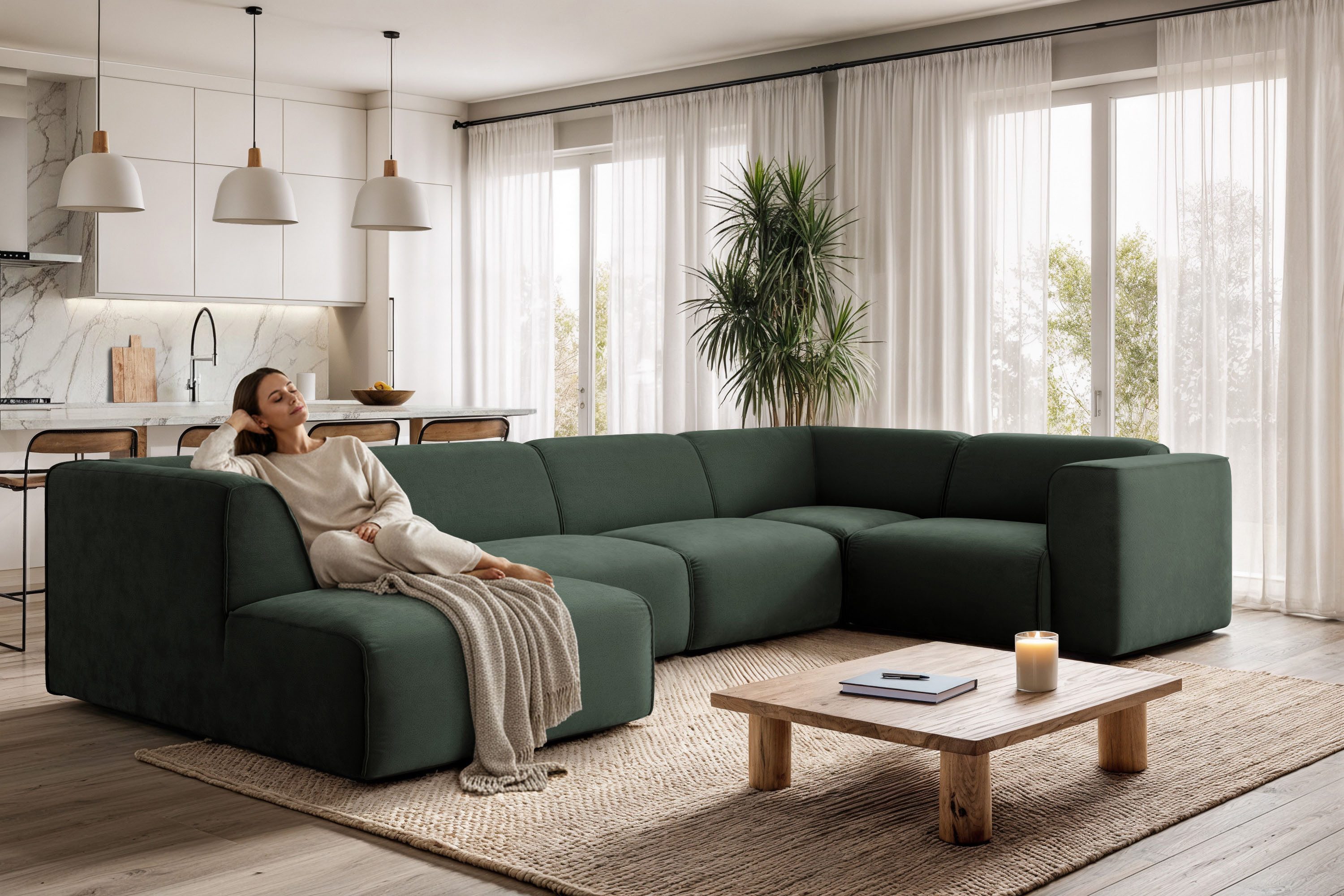 OTTO home Wohnlandschaft Merid U-Form, B: 367 cm, jederzeit durch Module erweiterbar