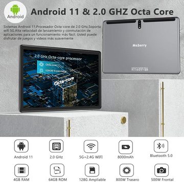 MEBERRY Octa-Core 2.0 GHz 8000 mAh Bluetooth 5.0, HD-Display Tablet (10", 64 GB, Android 13, 5G + 2.4 G WiFi, mit Tastatur Maus, Leistungsstarkes Multifunktionsgerät für den Alltag)