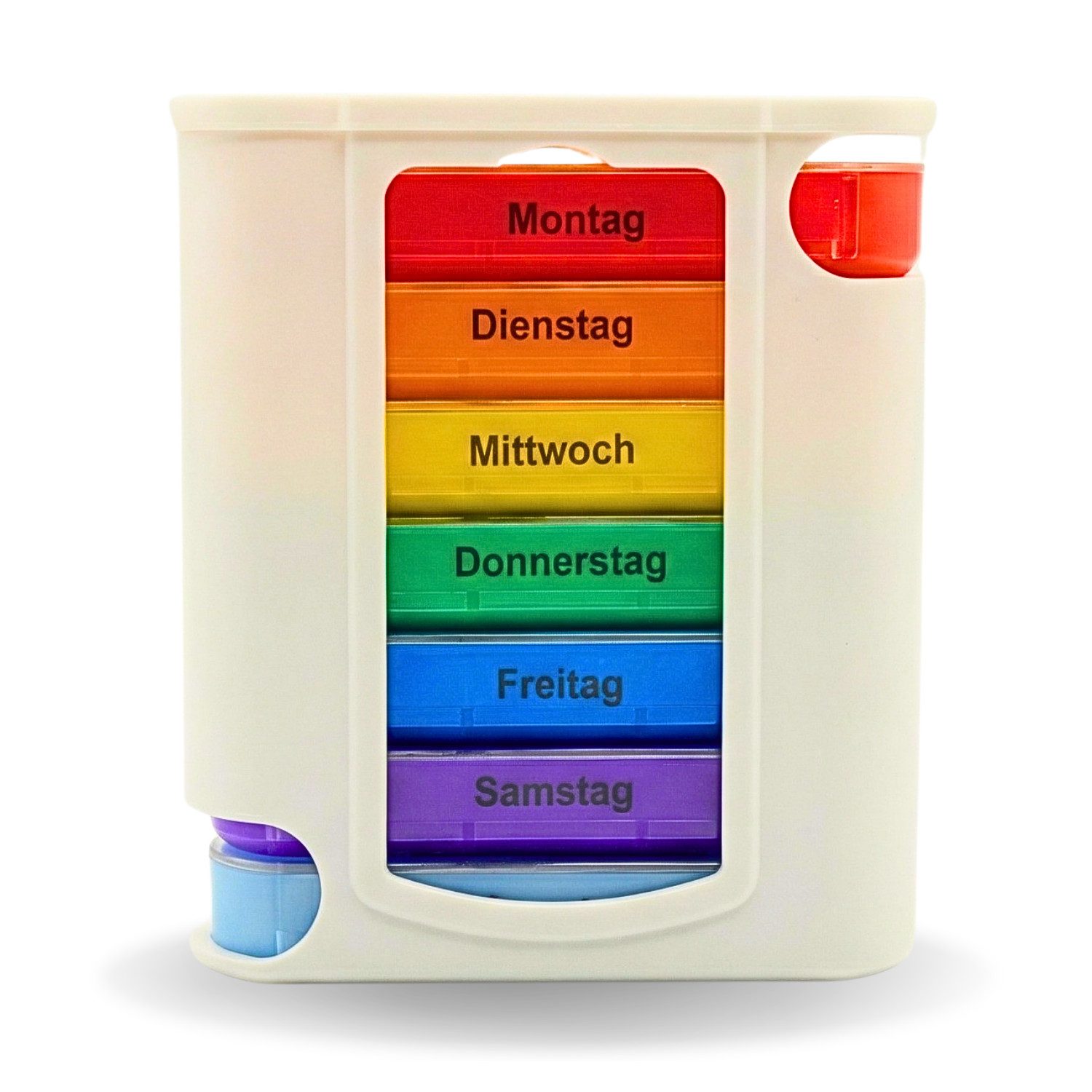 Frohbach Pillendose 7 Tage Tablettenbox - Für 1 Woche, 4 Fächer pro Tag, Antik Weiß (1 St)