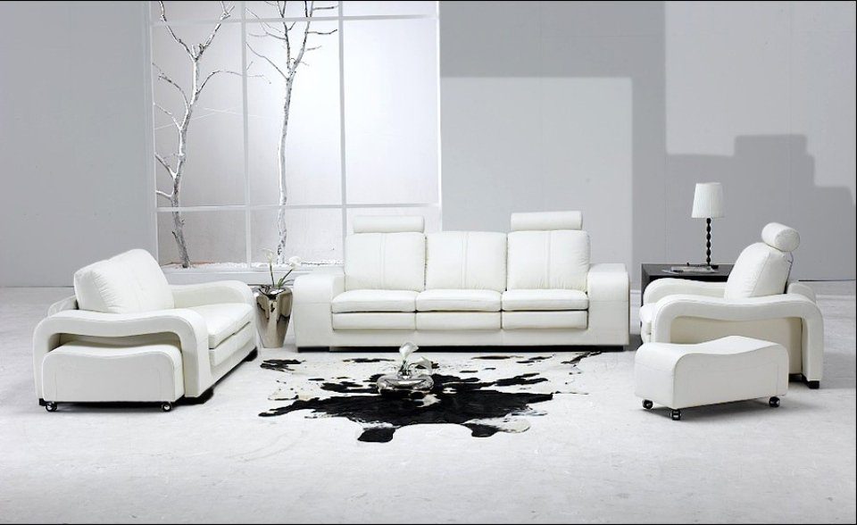 JVmoebel Sofa Weiße Wohnlandschaft 3+2+1 mit Europe Made in Sofa, LED Modern Sitzer Design