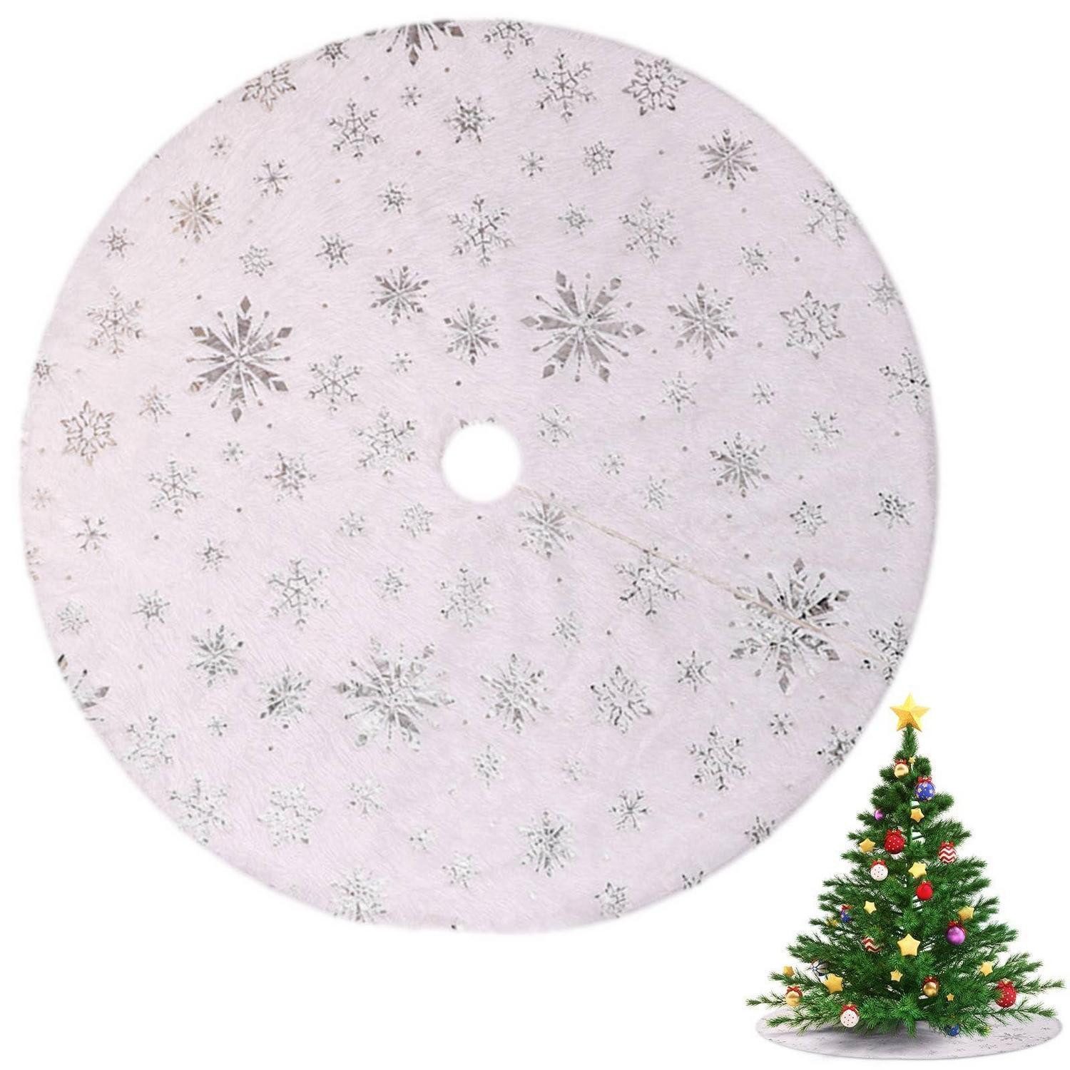 LuxusKollektion Weihnachtsbaumdecke Weihnachtsteppich Rund 78cm Weiß