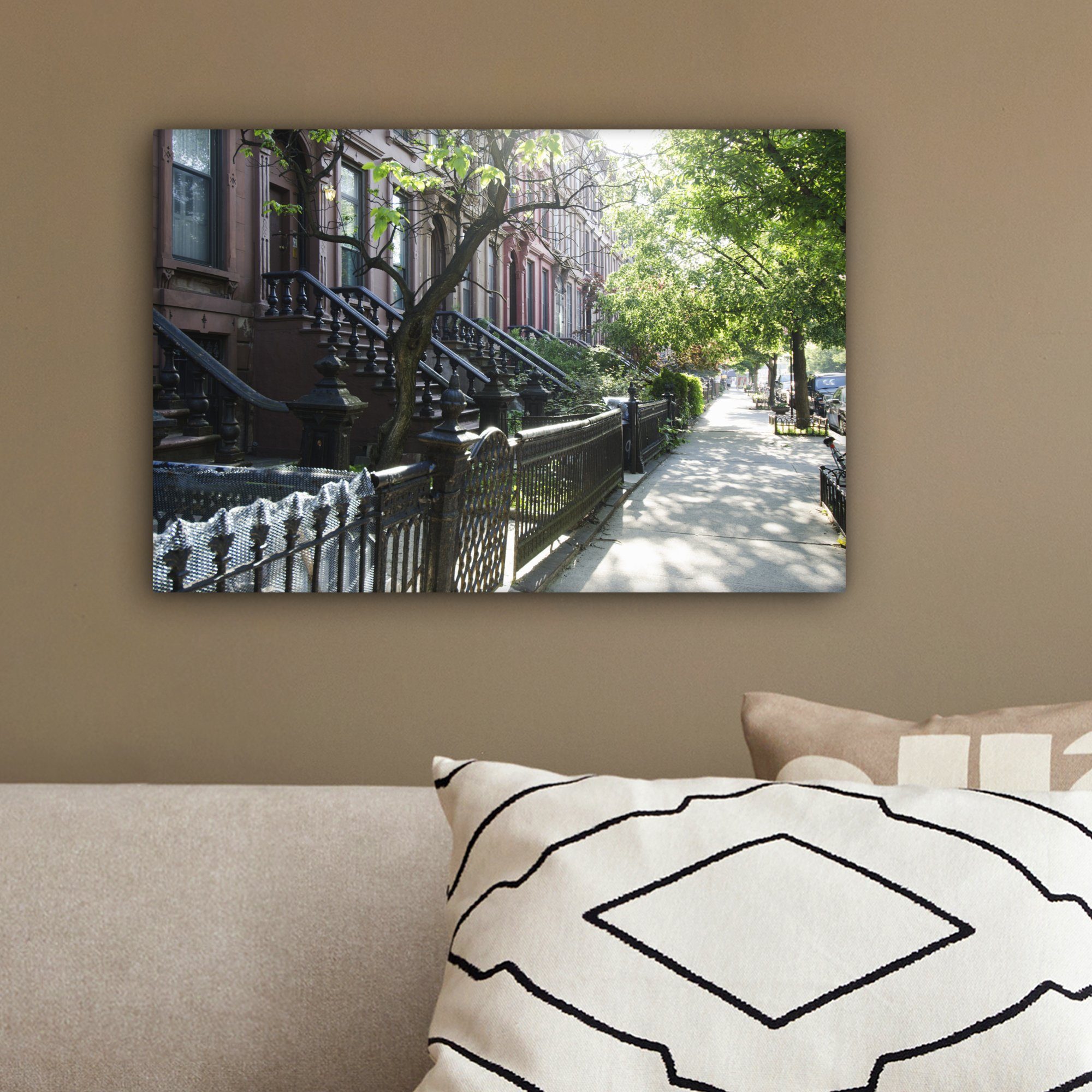 Wanddeko, Aufhängefertig, 30x20 cm Straße St), Leinwandbild Leinwandbilder, Leere (1 Brooklyn, Wandbild OneMillionCanvasses® in