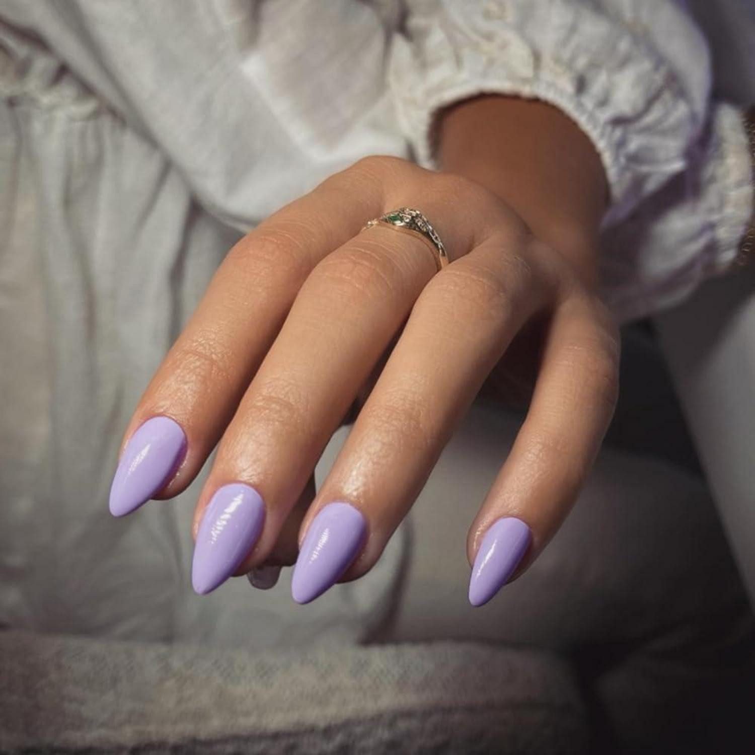 LuxusKollektion Kunstfingernägel Kunstnägel PressOn Acryl Kurz Mandel FullCover Gel Lavendel
