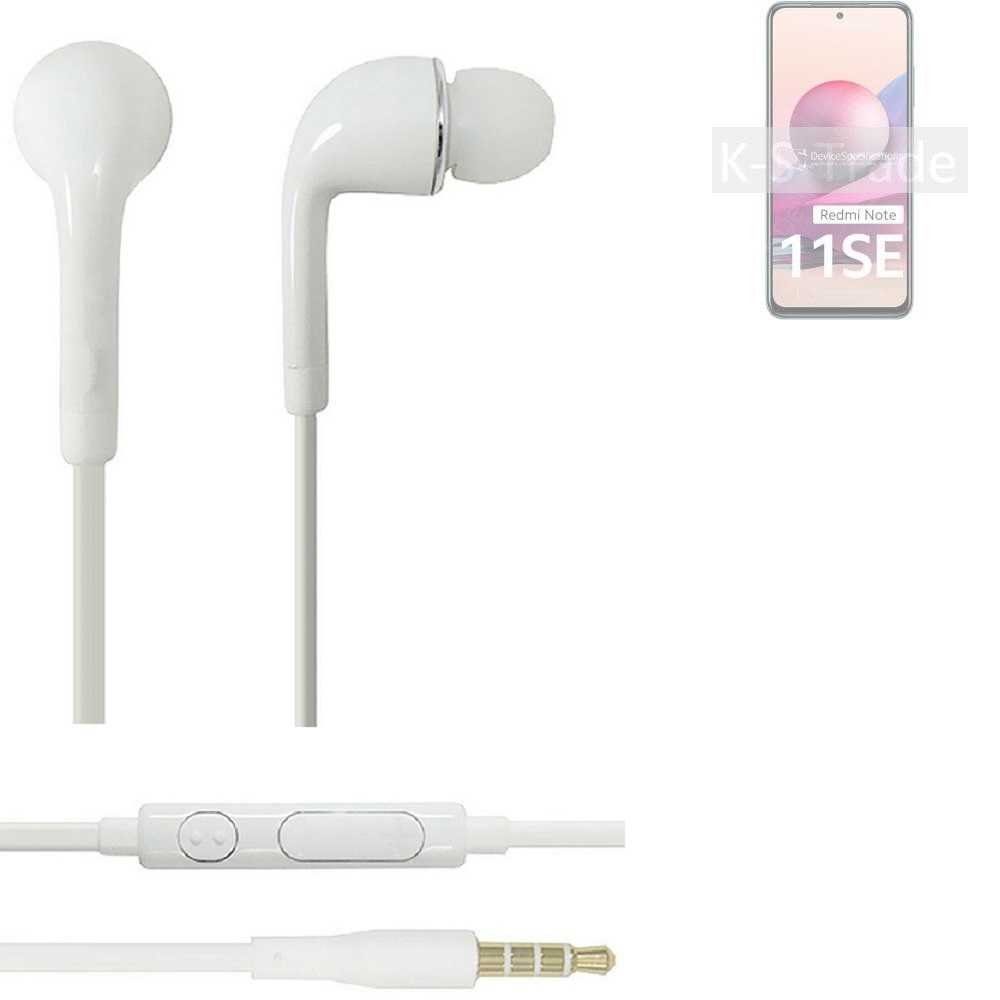 K-S-Trade für Xiaomi Redmi India weiß In-Ear-Kopfhörer Lautstärkeregler mit Headset 3,5mm) Note (Kopfhörer Mikrofon u 11SE