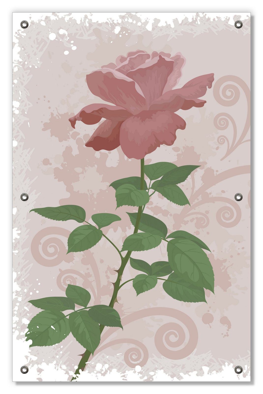 Sonnenschutz Rose in Pastellfarben gezeichnet, Wallario, blickdicht, mit Saugnäpfen, wiederablösbar und wiederverwendbar