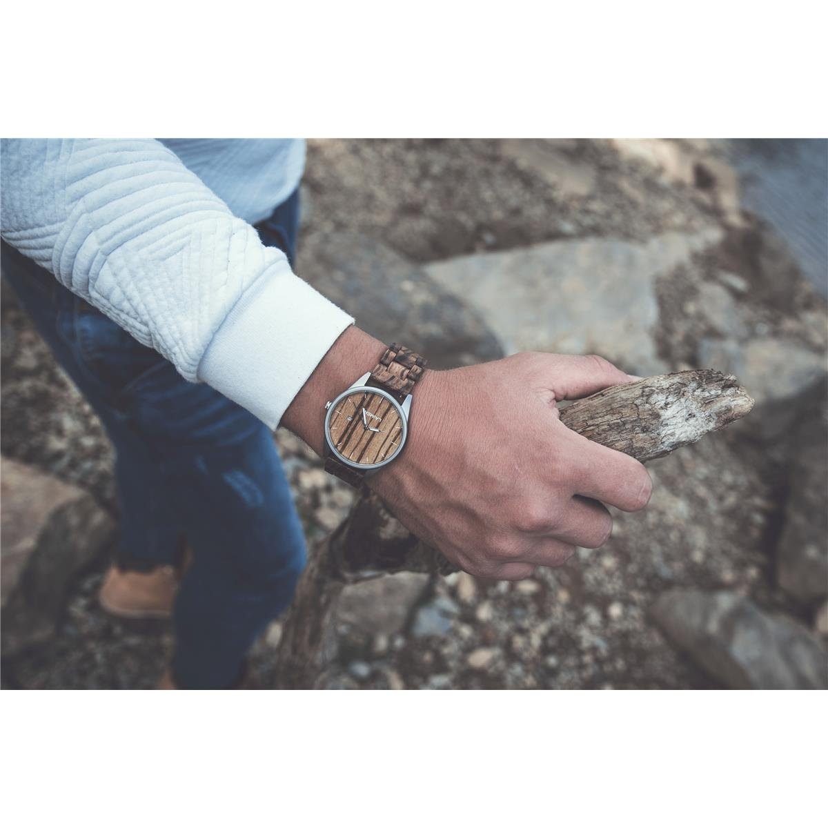 LAiMER Quarzuhr LAiMER Herren Uhr 0076 Ulli Zebranoholz mit Datumsanzeige Vegan, (1-tlg)
