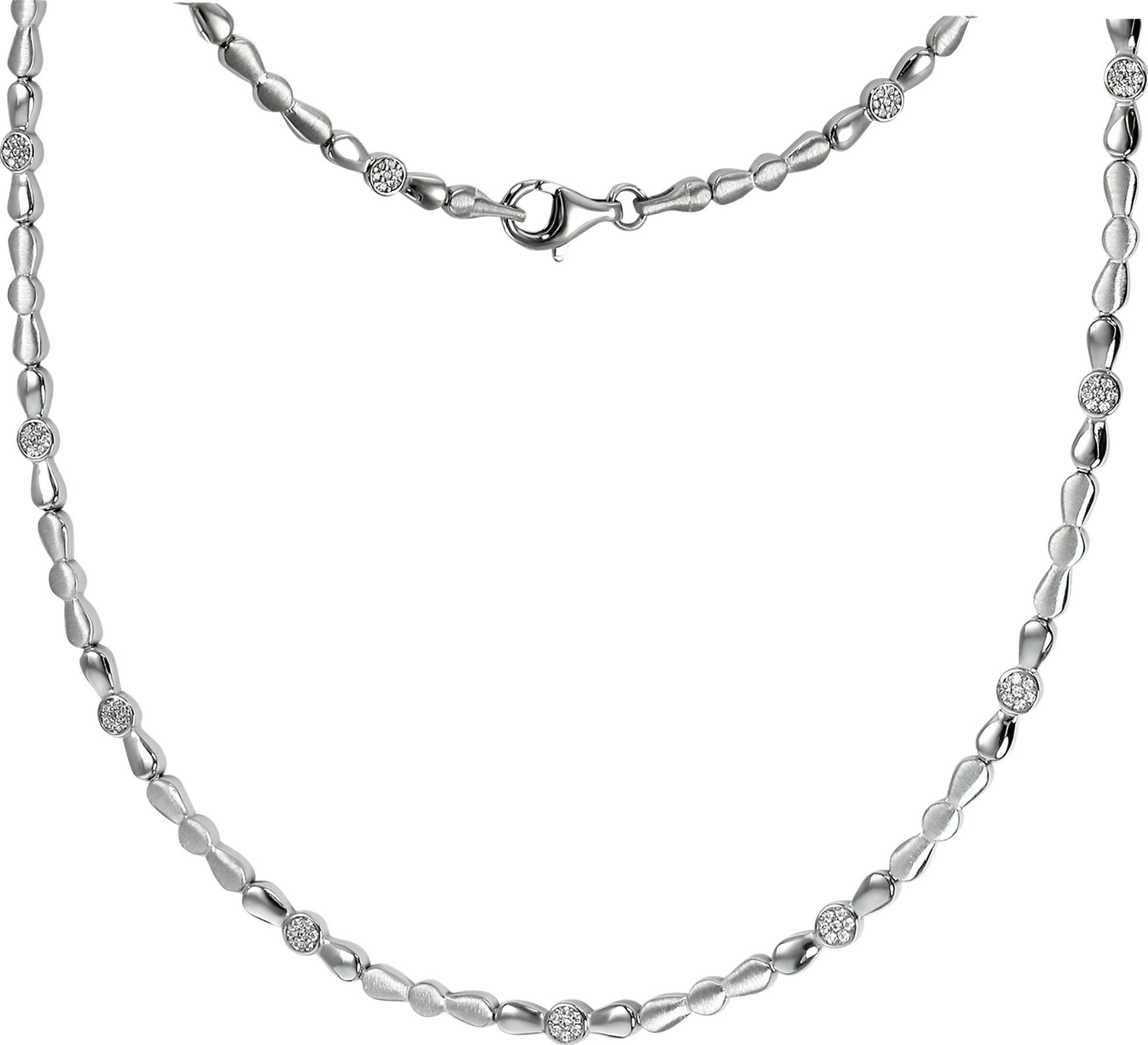 SilberDream Silberkette SilberDream Collier Design Zirkonia weiß (Halskette), Damen Kette Design 925 Sterling Silber, Farbe: silber, weiß