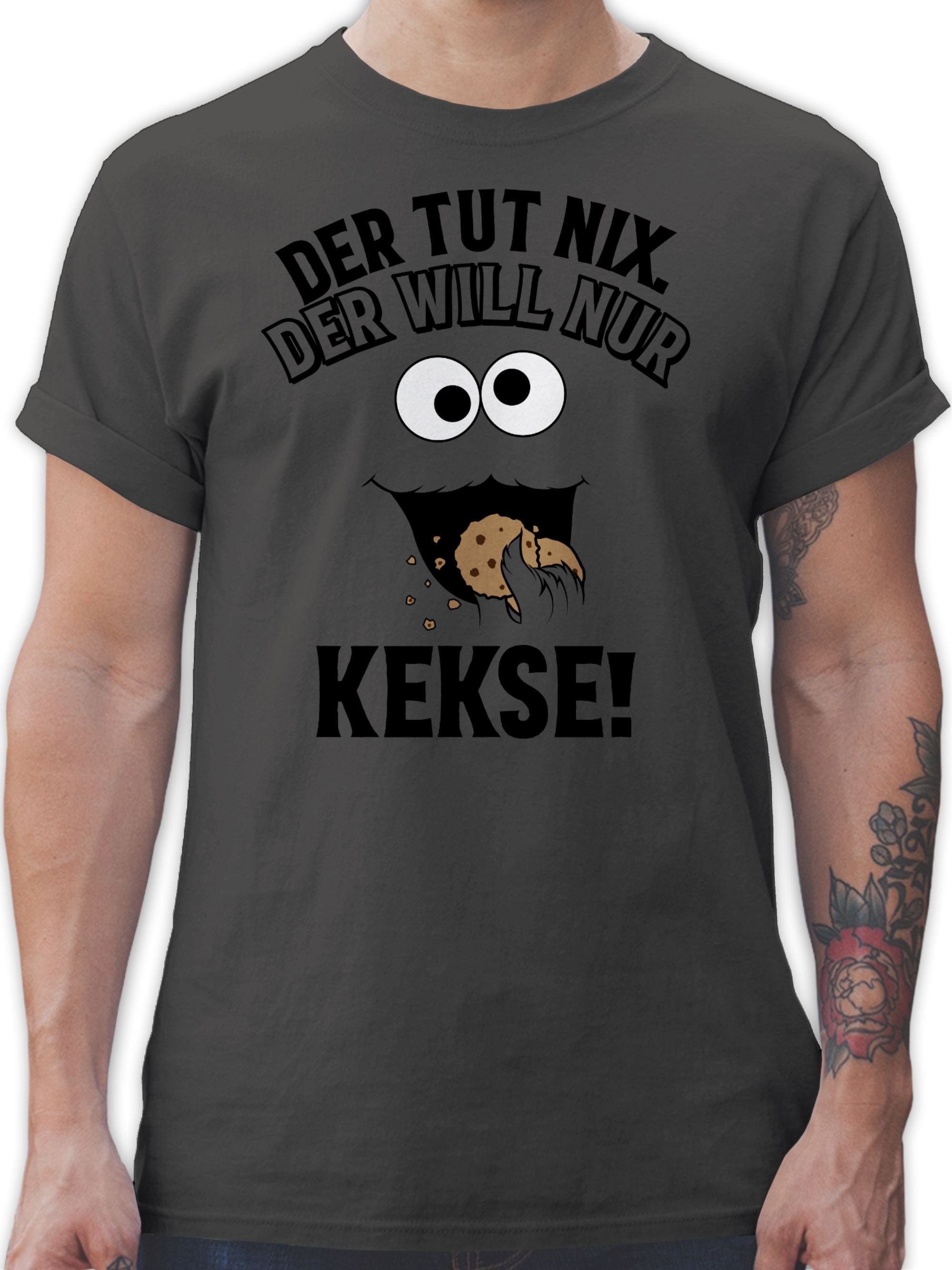 Shirtracer T-Shirt Der tut nix, der will nur Kekse Karneval Outfit 2 Dunkelgrau
