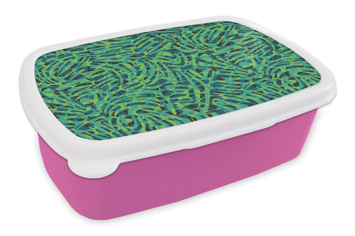 - Snackbox, (2-tlg), Kinder, Tiere Muster, rosa Mädchen, MuchoWow Lunchbox Brotbox - für Kunststoff, Kunststoff Brotdose Erwachsene, Dschungel