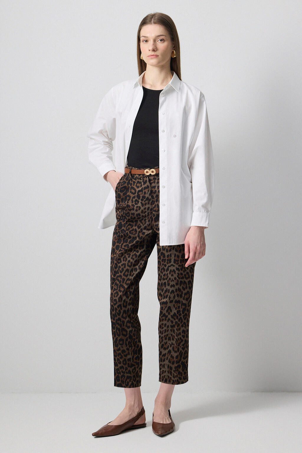 touche prive Stoffhose Karottenhose mit Leopardenmuster günstig online kaufen